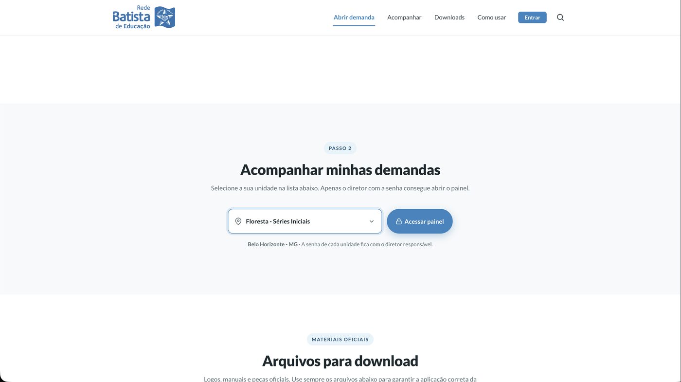 Seção Acompanhar minhas demandas com a unidade selecionada